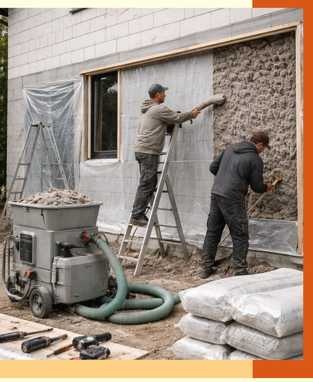 Утепление дома из газобетона эковатой в Ельце от 4621 руб./м2 | ТепломастерЕлц